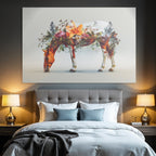Pferd Mit Blumenlandschaft Trinkendes Wasser Kunstwerk