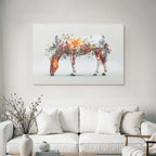 Pferd Mit Blumenlandschaft Trinkendes Wasser Kunstwerk