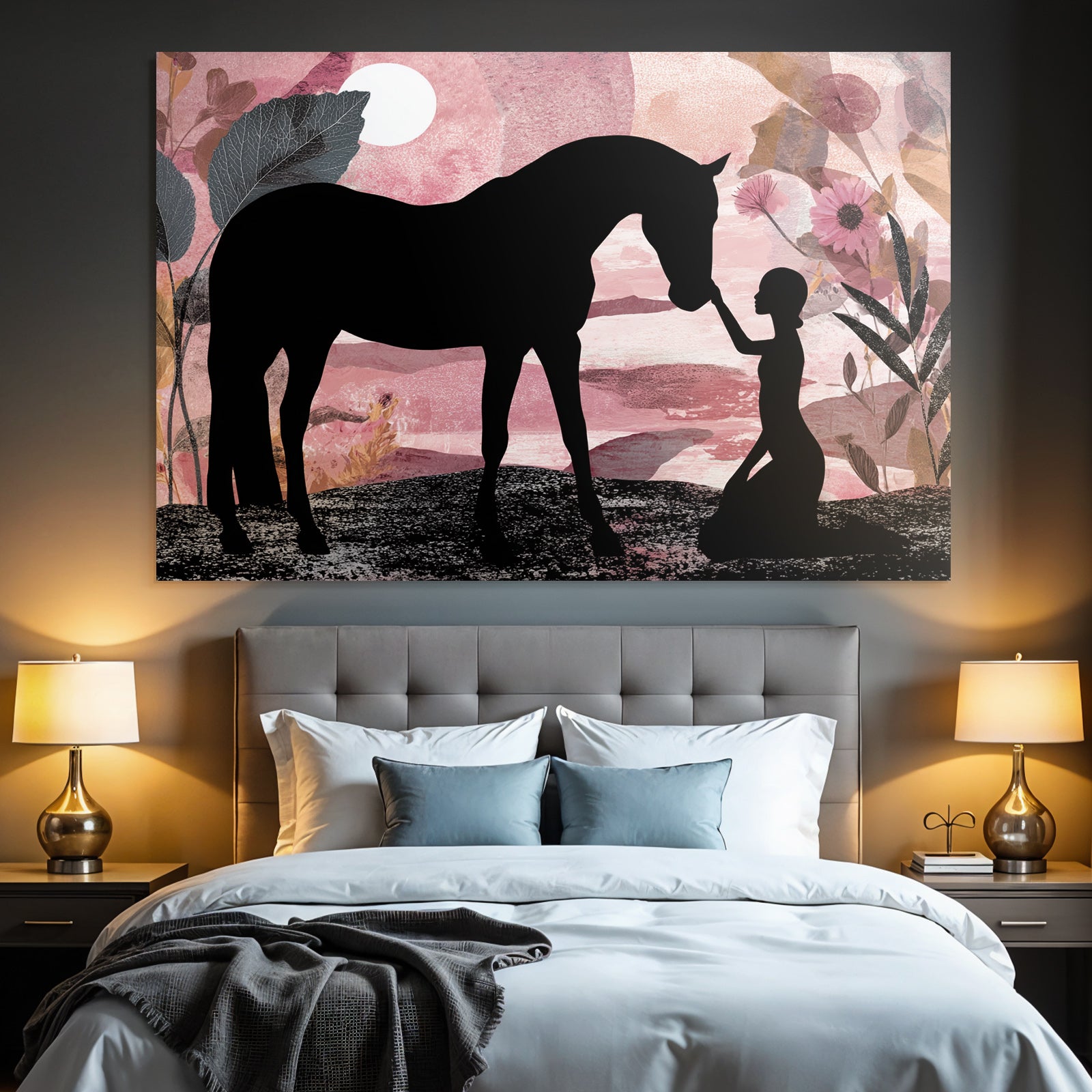 Pferd Und Mensch Verbindung Dreamy Atmosphere Kunstwerk