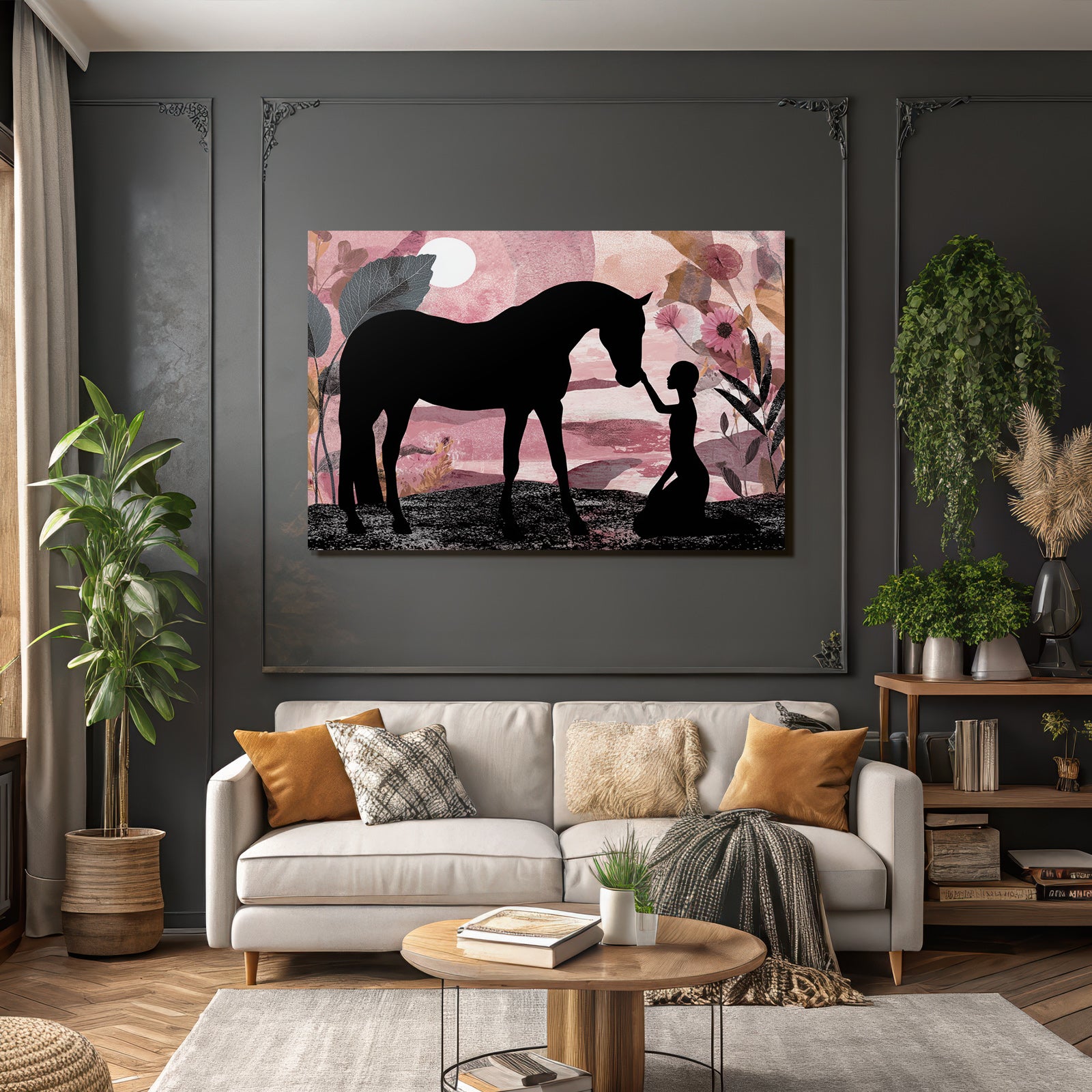 Pferd Und Mensch Verbindung Dreamy Atmosphere Kunstwerk