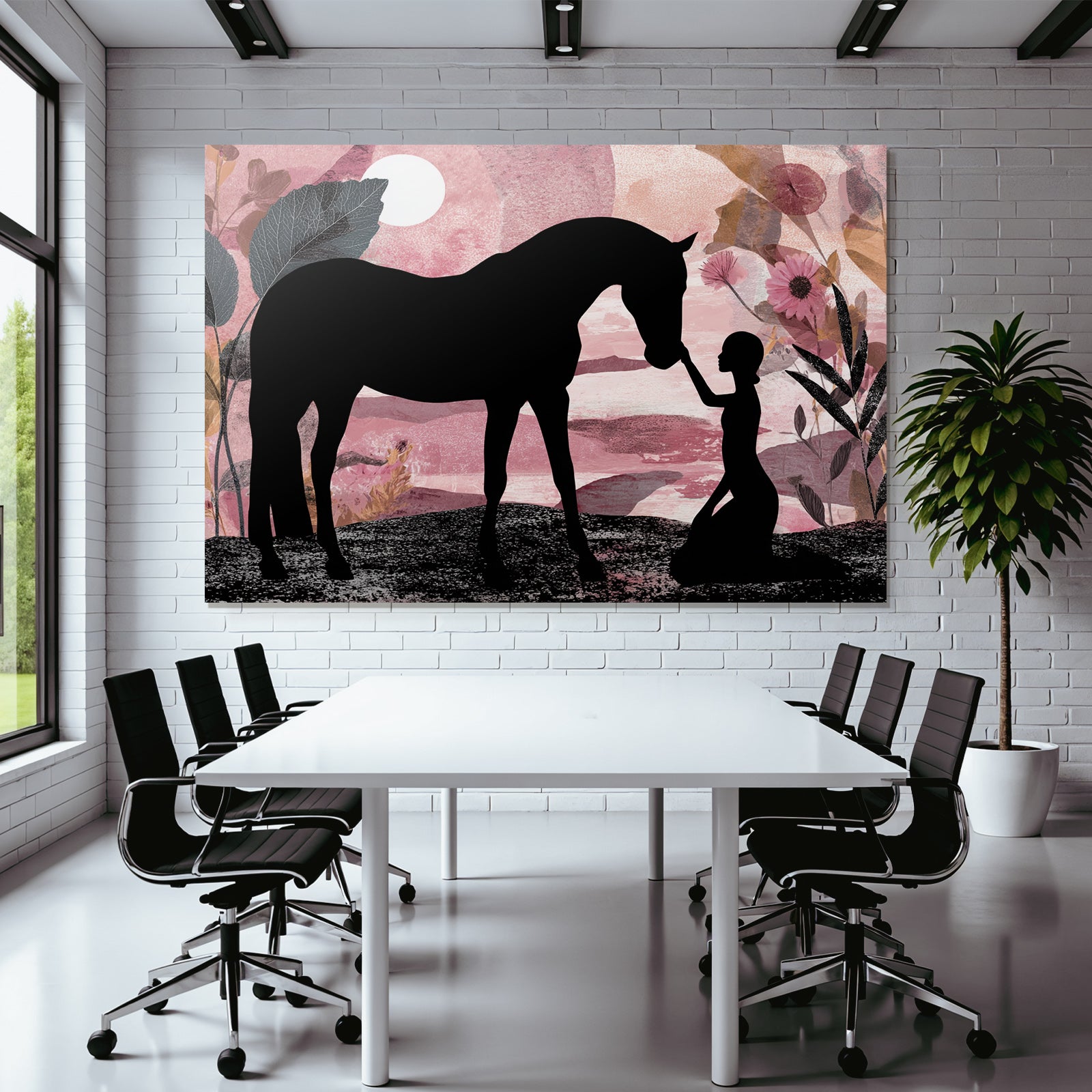 Pferd Und Mensch Verbindung Dreamy Atmosphere Kunstwerk