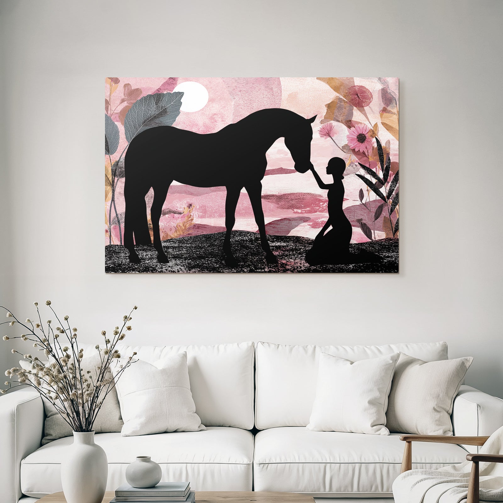 Pferd Und Mensch Verbindung Dreamy Atmosphere Kunstwerk