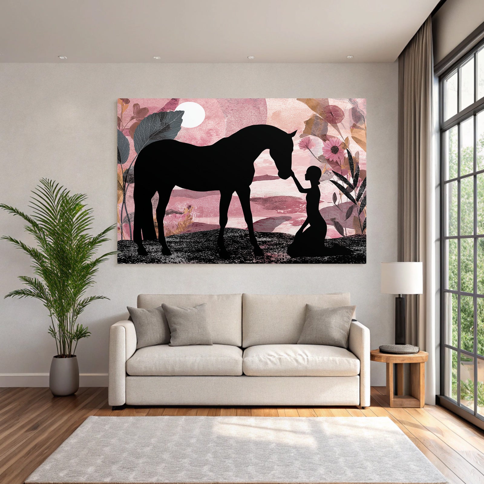 Pferd Und Mensch Verbindung Dreamy Atmosphere Kunstwerk