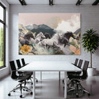 Pferde Im Szenischen Landschaft Collage Pastellfarben