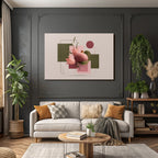 Pink Kuerbis Und Blumen Moderne Kunst Geometrische Hintergrund