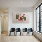 Pink Kuerbis Und Blumen Moderne Kunst Geometrische Hintergrund