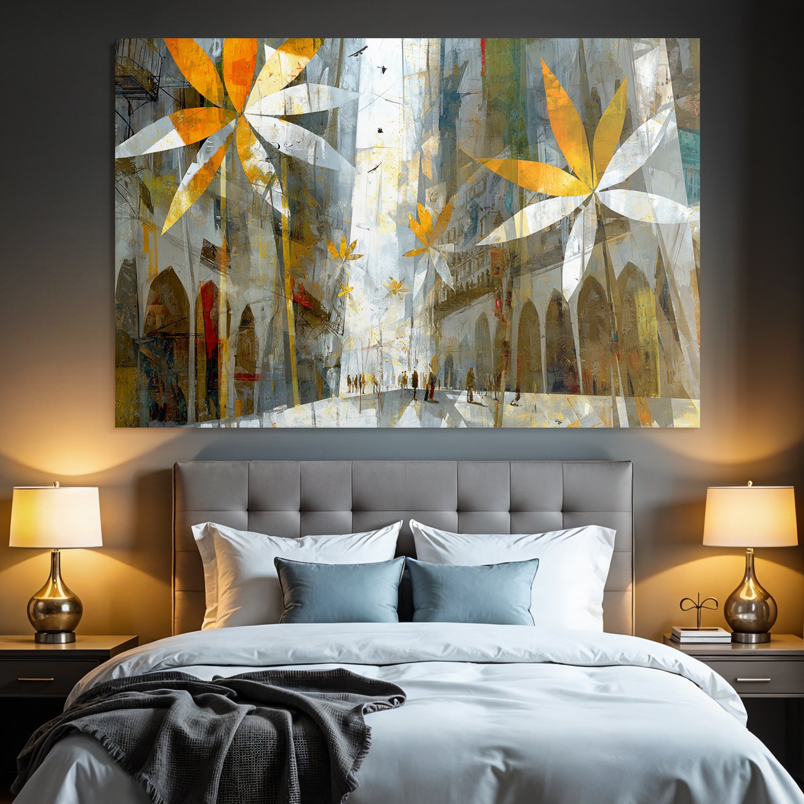 Stadtlandschaft Mit Blumen Natur Und Urbanes Leben Dreamlike Art