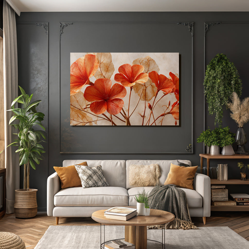 Vibrante Orange Blumen Mit Delikaten Blatter Kunstvolle Darstellung