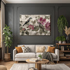 Voegel Und Blumen Botanische Illustration