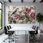 Voegel Und Blumen Botanische Illustration