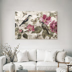 Voegel Und Blumen Botanische Illustration