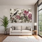 Voegel Und Blumen Botanische Illustration