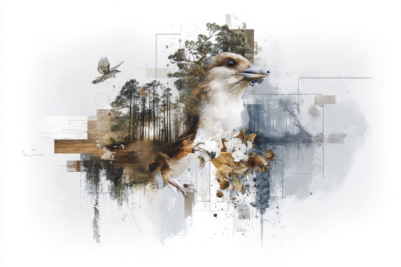 Vogelkopf Natur Und Abstrakte Kunst | Collagen | Kunstgattungen