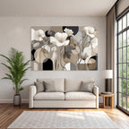 Weisse Cat Mit Blumen Geometrische Formen Abstrakt Design