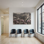 Wolf Oder Coyote Collage Natur Geometrische Formen Blumen