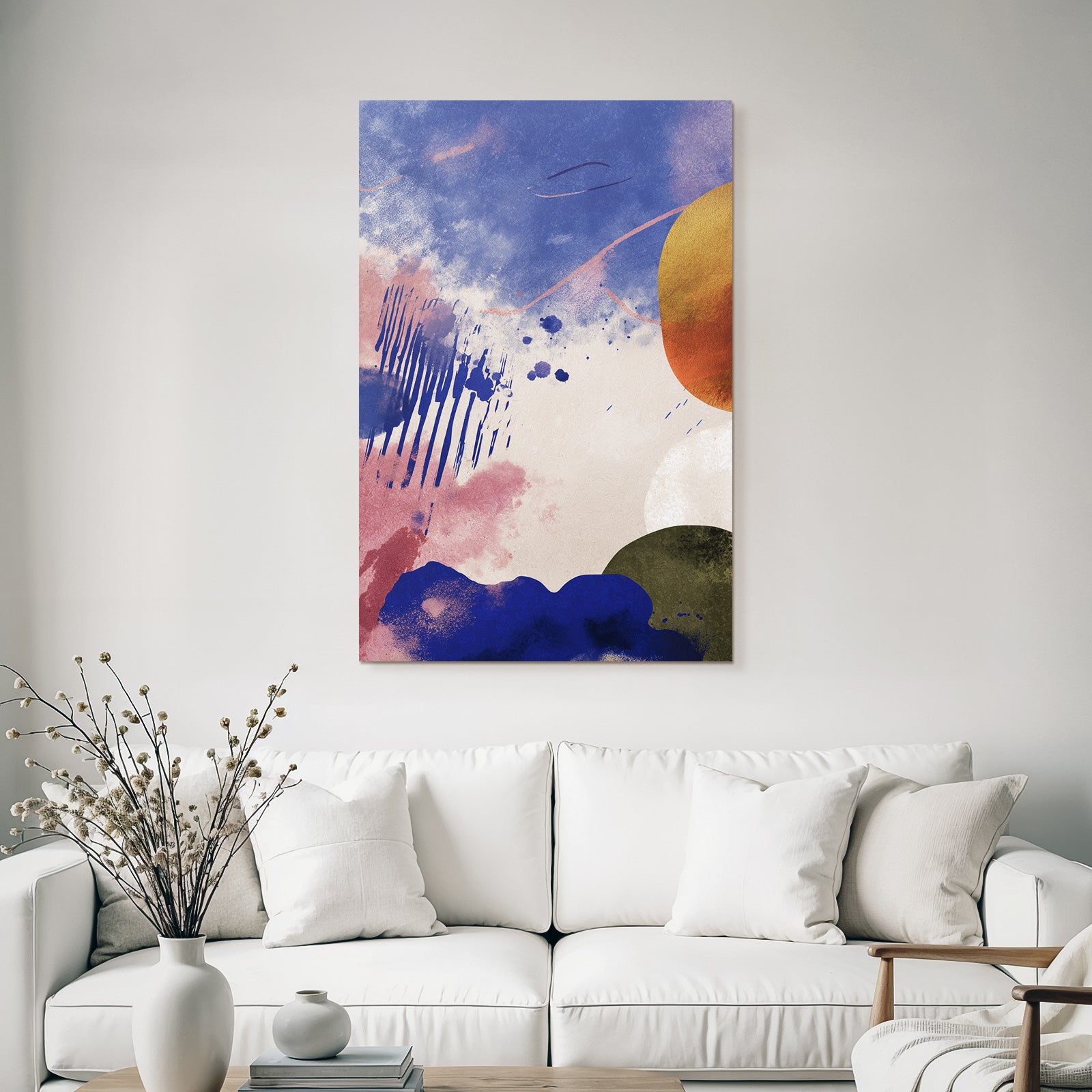 Abstracte Kunst Blaue Rosa Gold Tonformen Muster Texturen