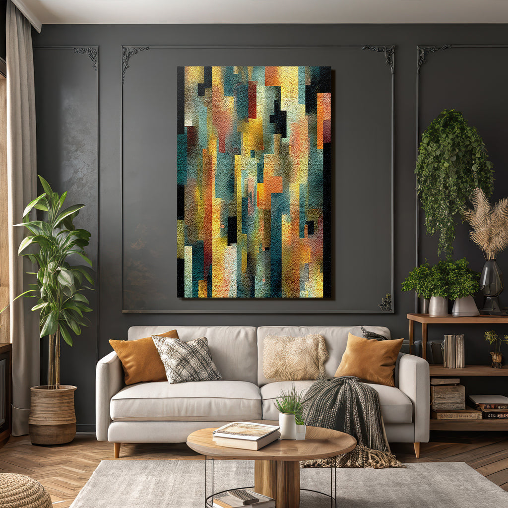 Abstractes Kunstwerk Mit Fragmentierten Formen Und Farben
