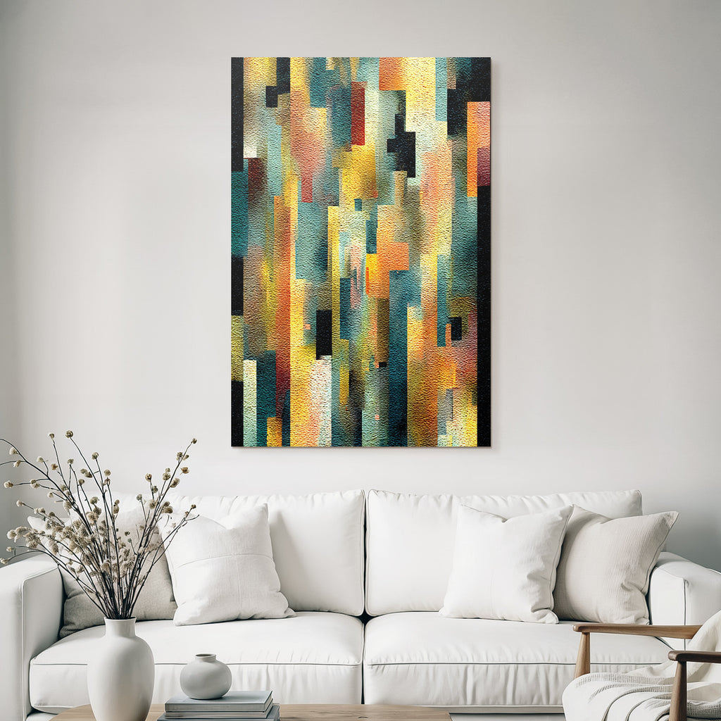 Abstractes Kunstwerk Mit Fragmentierten Formen Und Farben