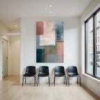 Abstract Art Collage Blue Tones Pink Brown Muted Tones