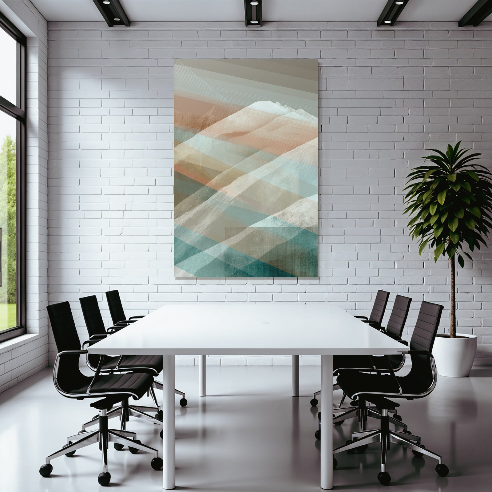 Abstrakte Landscape Mit Geometrischen Linien Und Farbverlauf