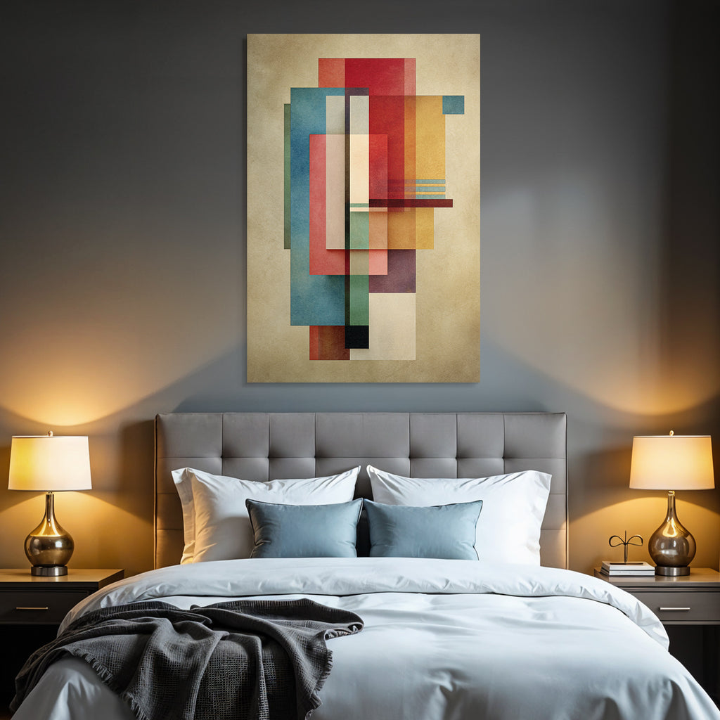 Abstract Composition Geometric Shapes Vibrant Colors Textured Background