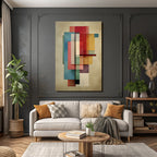 Abstract Composition Geometric Shapes Vibrant Colors Textured Background