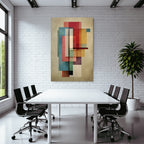 Abstract Composition Geometric Shapes Vibrant Colors Textured Background
