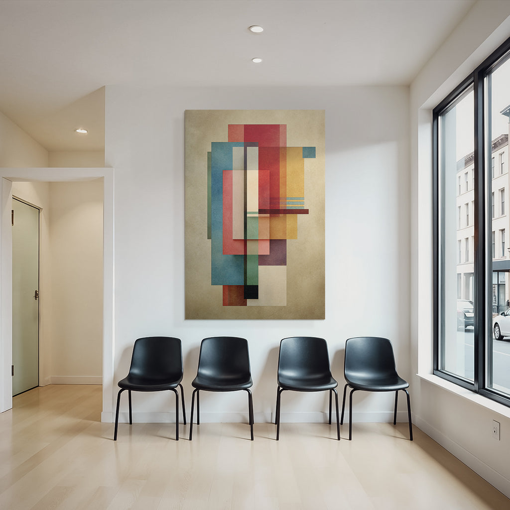 Abstract Composition Geometric Shapes Vibrant Colors Textured Background