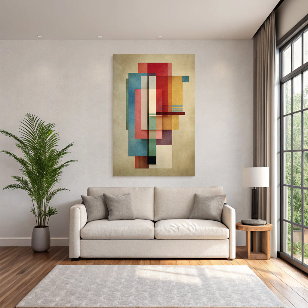 Abstract Composition Geometric Shapes Vibrant Colors Textured Background