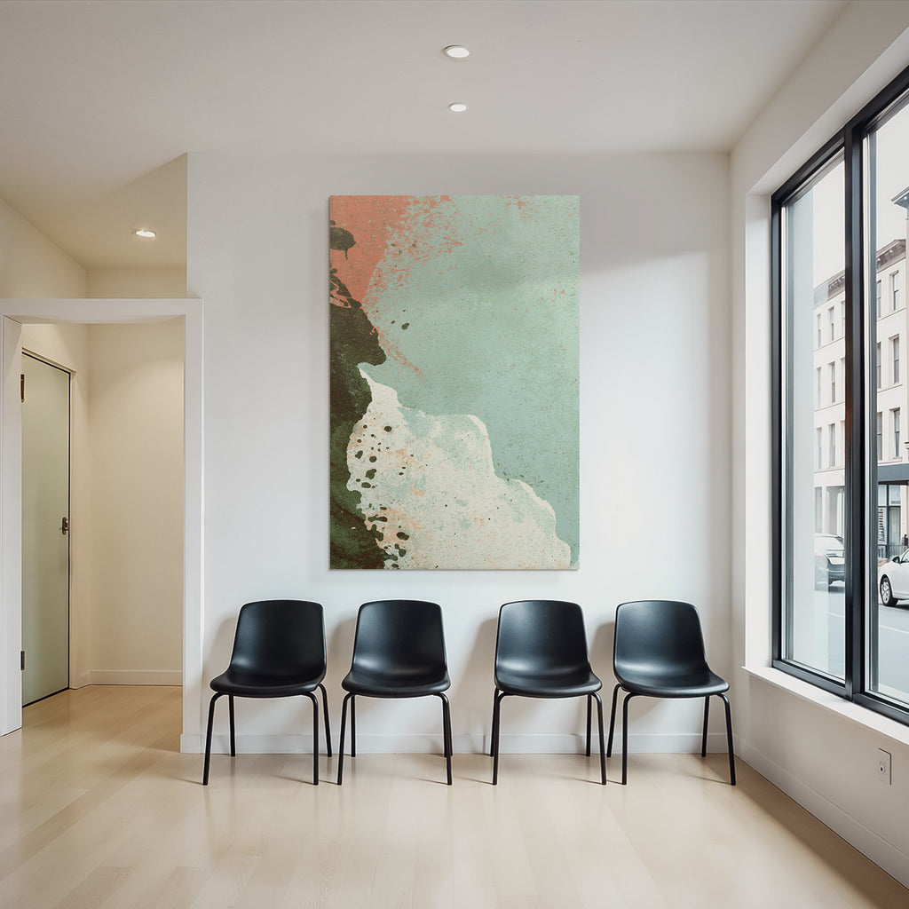 Abstraktes Design Mit Gewaesserten Tonen In Gruen Und Rot