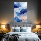 Abstract Artwork Blue Pink Beige Flow Movement