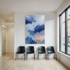 Abstract Artwork Blue Pink Beige Flow Movement