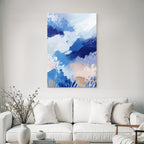 Abstract Artwork Blue Pink Beige Flow Movement