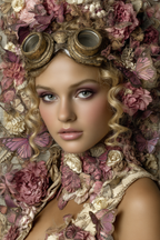 Blumen Butterfliegen Steampunk Goggles Portrait Kreativ Vibrante Aesthetik | Digital Art | Kunstgattungen