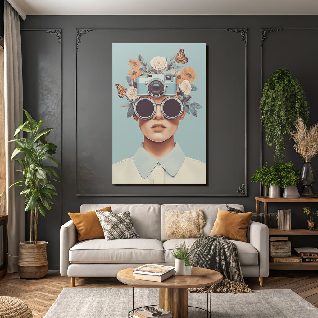 Blumenkopf Mit Kamera Und Sonnenbrille Von Natur Und Fotografie