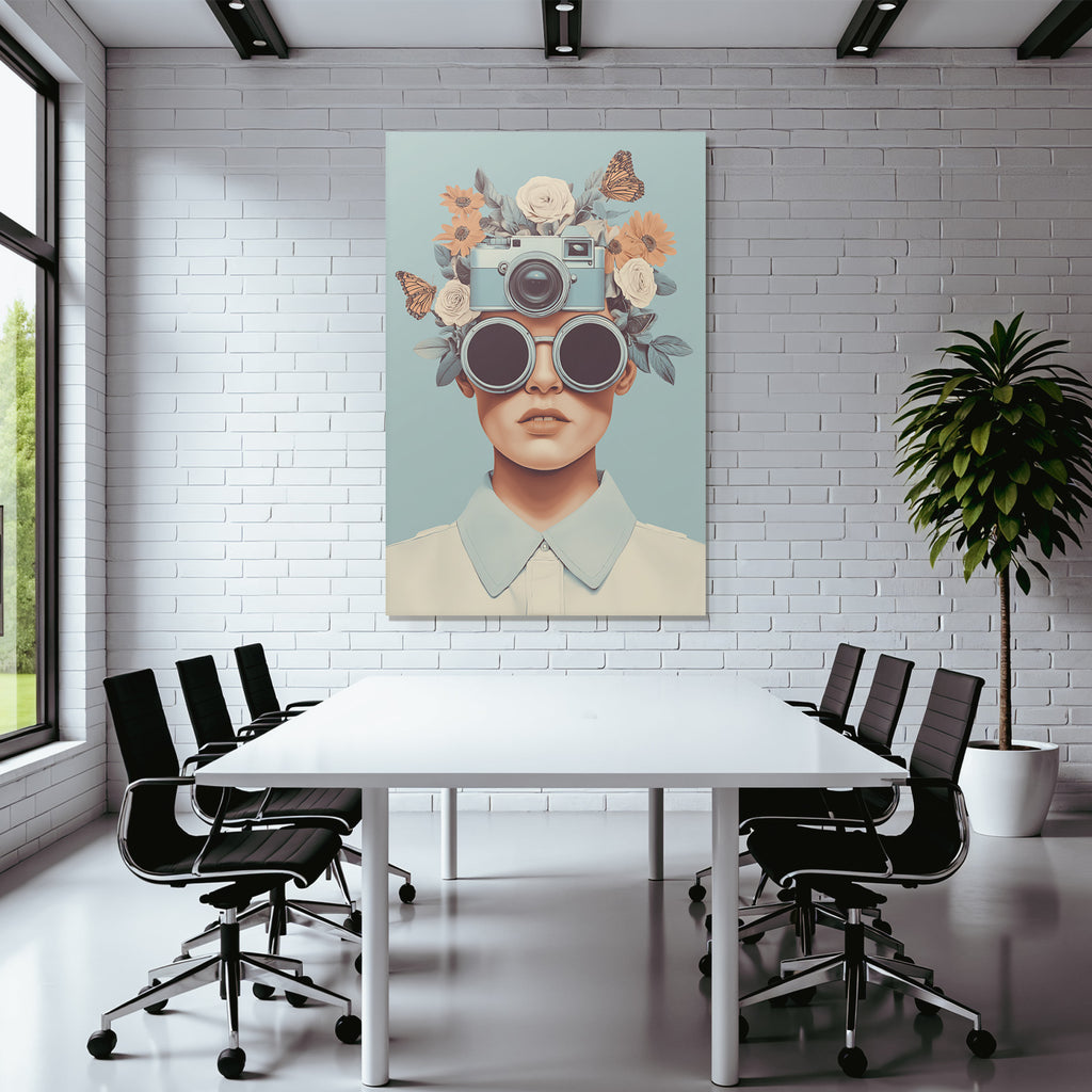 Blumenkopf Mit Kamera Und Sonnenbrille Von Natur Und Fotografie