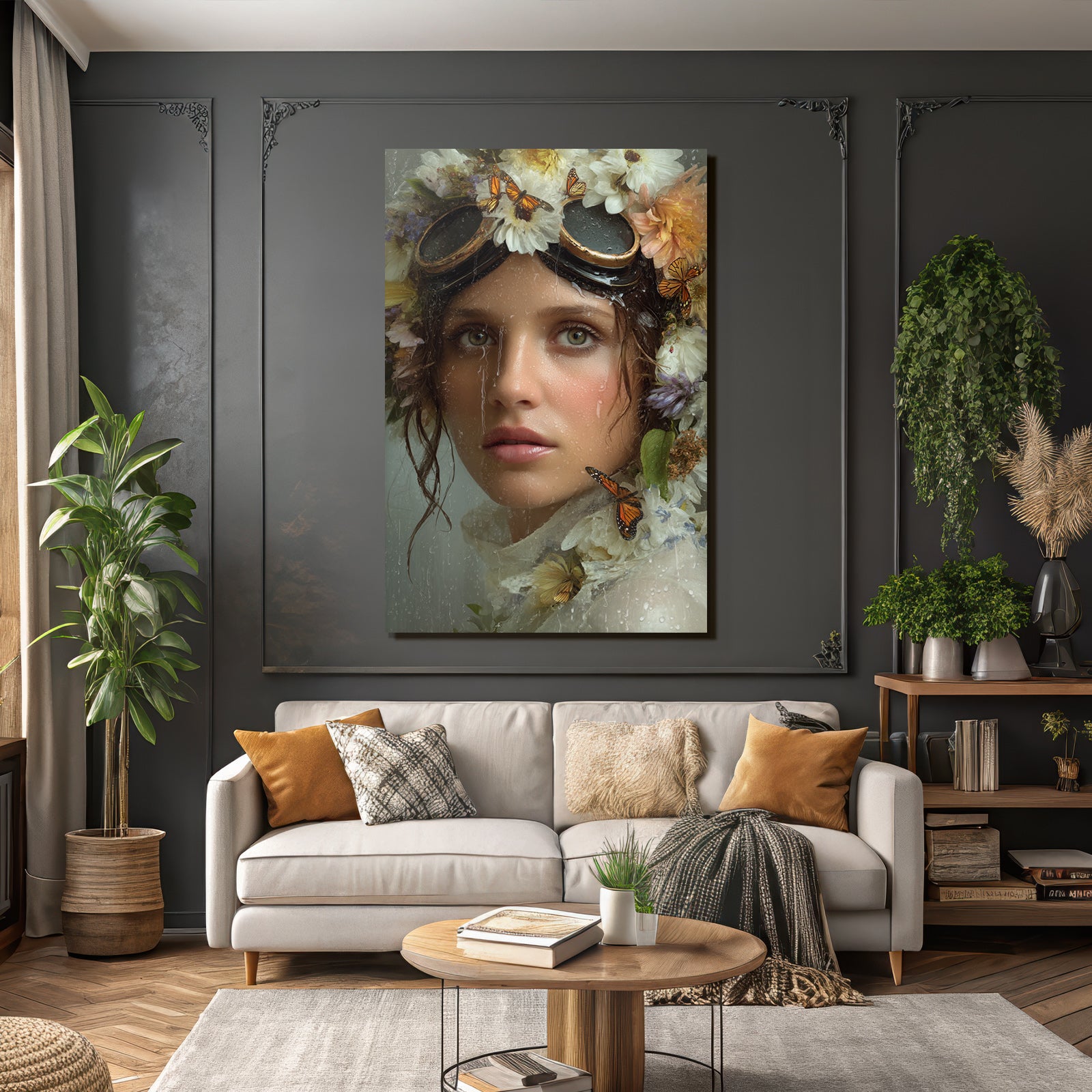 Blumenkranz Frau Butterflies Wassertraeumer Etikett