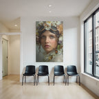 Flower wreath woman butterflies water dreamer label