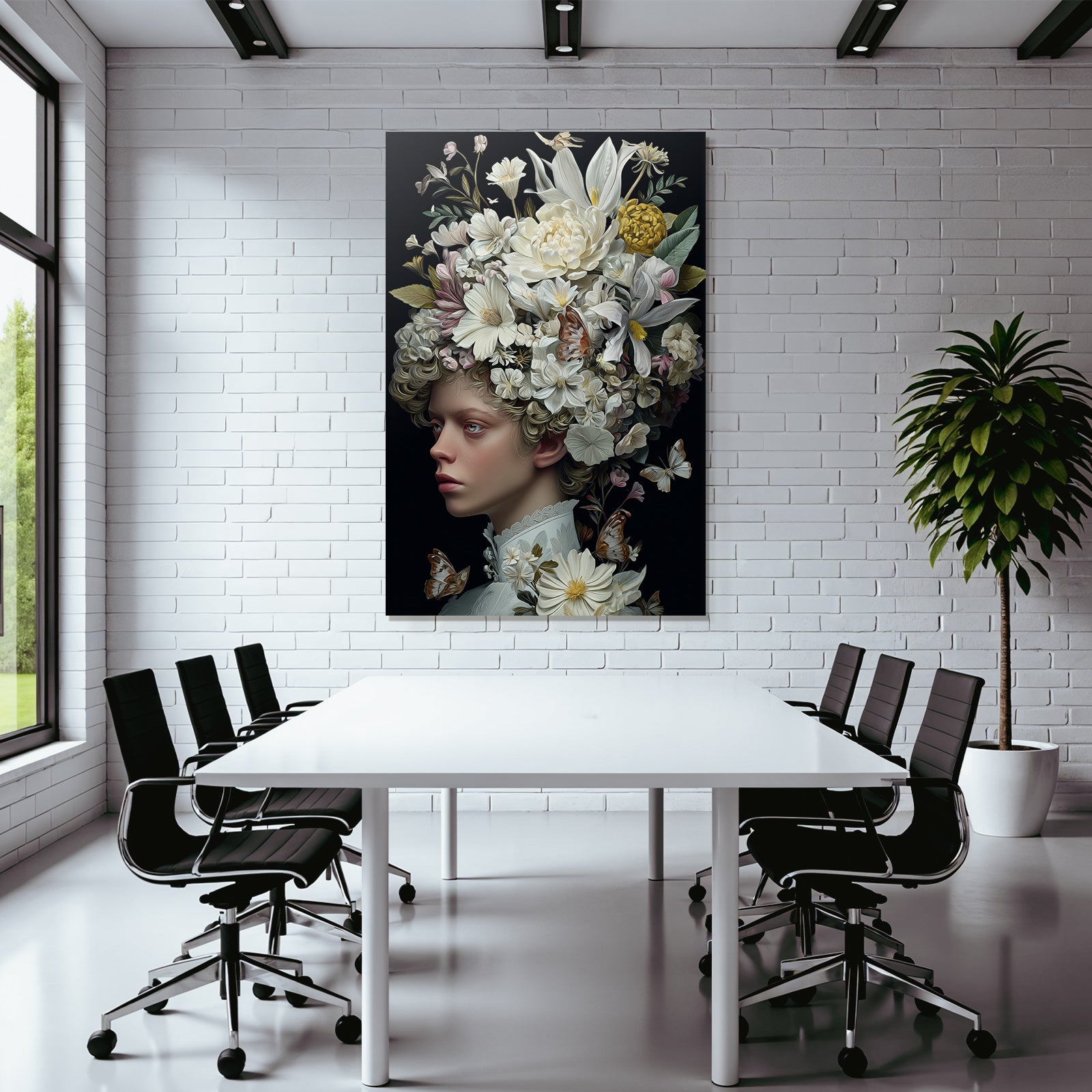 Blumenkronen Person Im Dunkeln Kunstvoll Und Etherisch