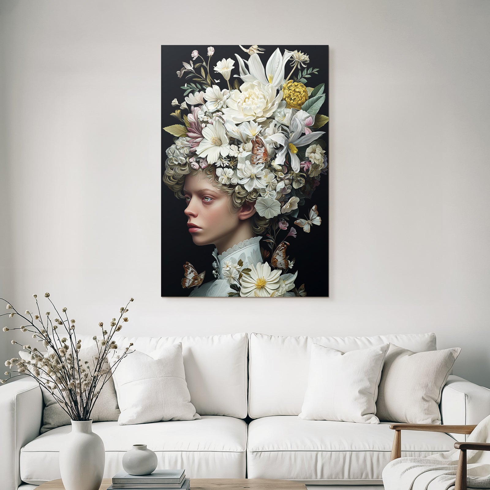Blumenkronen Person Im Dunkeln Kunstvoll Und Etherisch