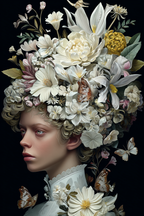 Blumenkronen Person Im Dunkeln Kunstvoll Und Etherisch | Digital Art | Kunstgattungen