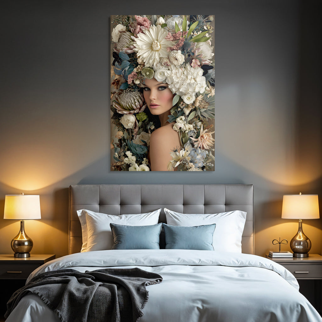 Blumenportraet Der Person Mit Blumenkopf Dekoratives Design