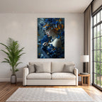 Blumige Fantasy Portrait Mit Blauer Robe Und Butterfly