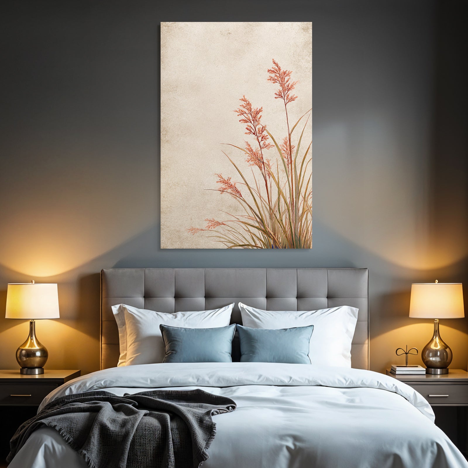 Botanische Illustration Von Grasartige Pflanzen Mit Roten Blumen