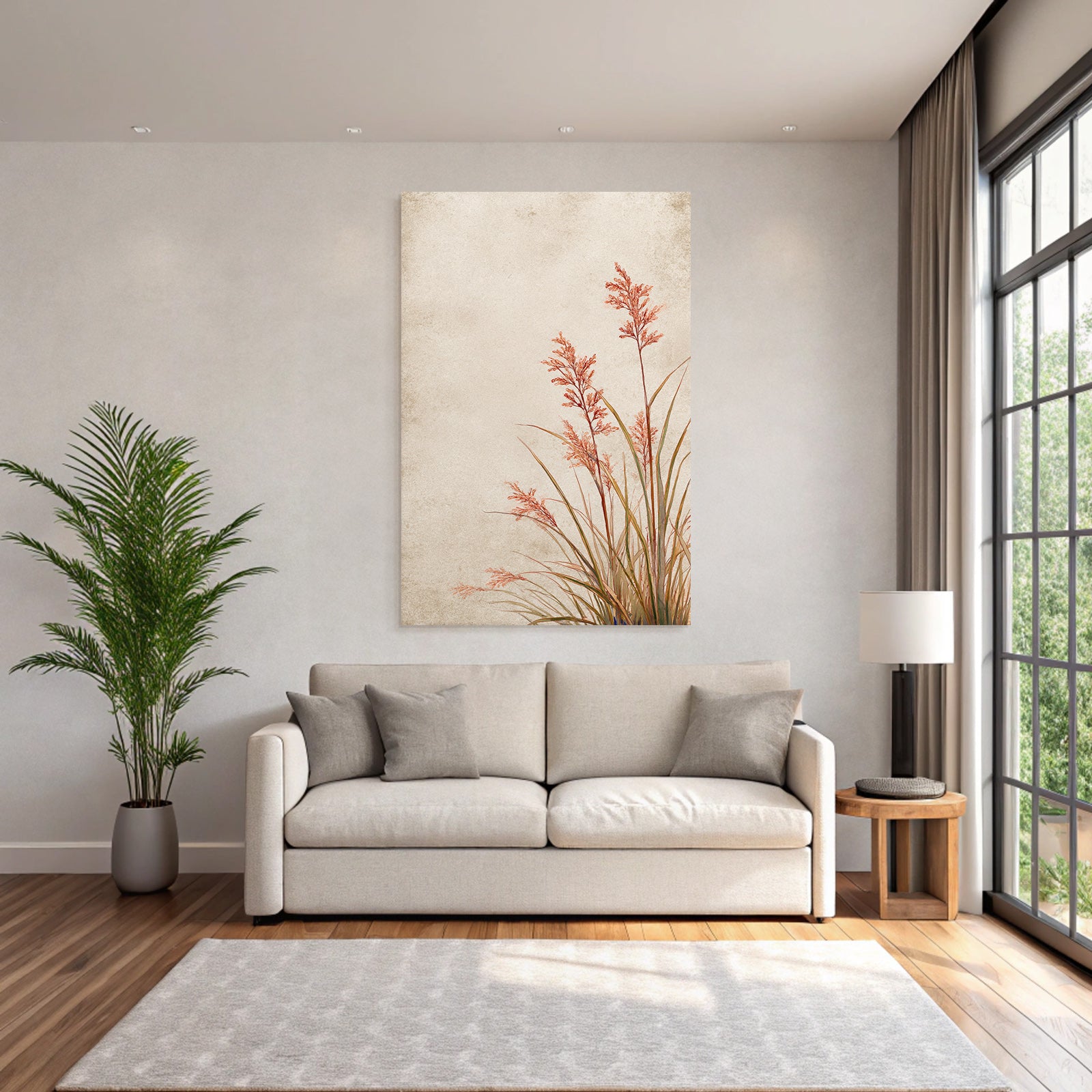Botanische Illustration Von Grasartige Pflanzen Mit Roten Blumen