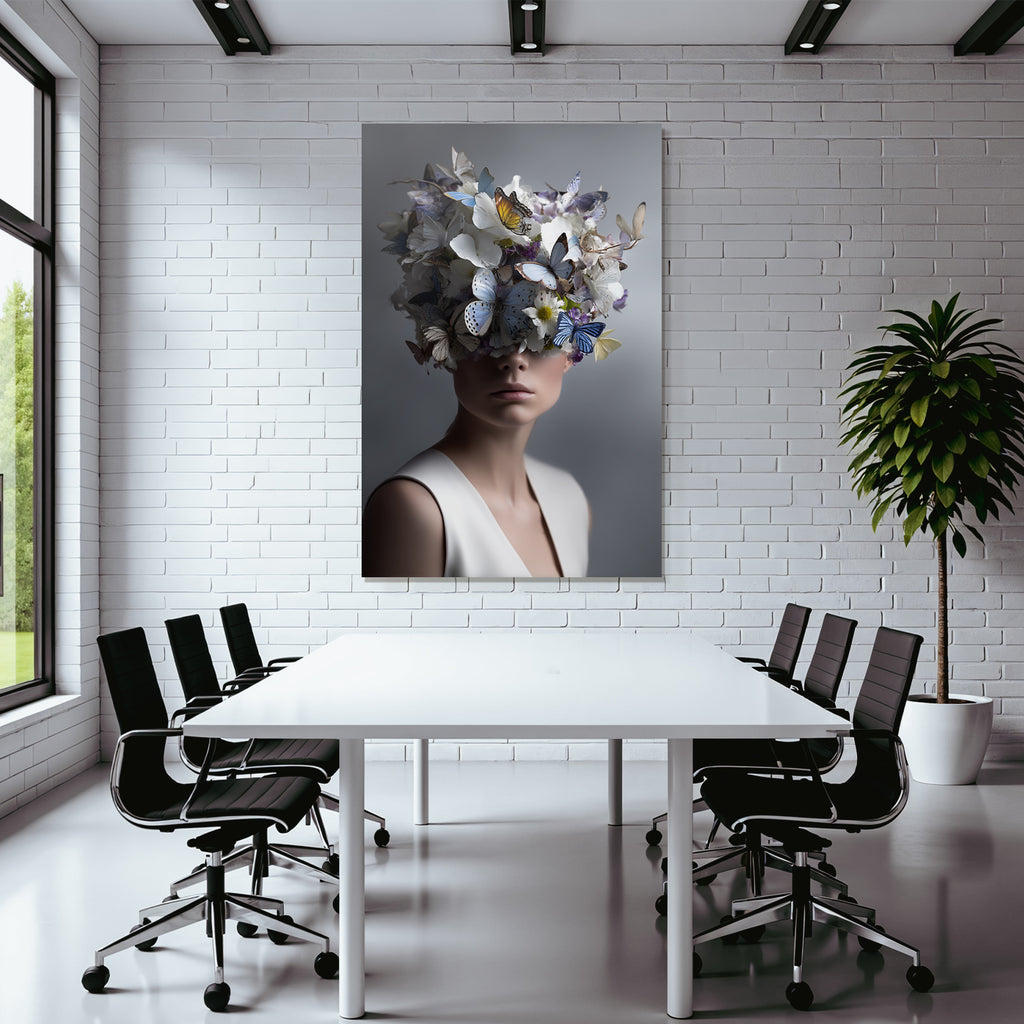 Einzigartiger Blumenschmuck Mit Schmetterlingen Kreative Portrait Fotografie