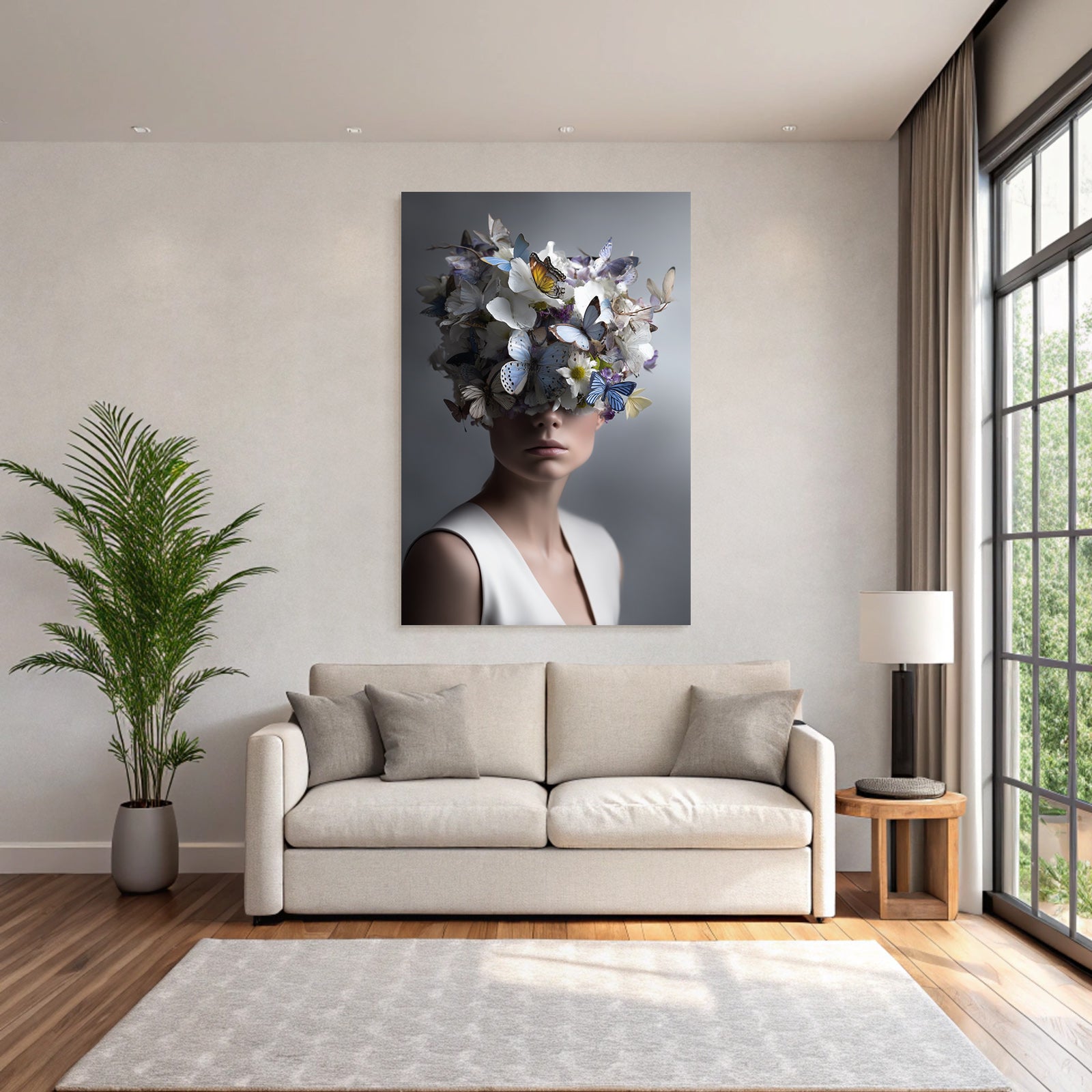 Einzigartiger Blumenschmuck Mit Schmetterlingen Kreative Portrait Fotografie