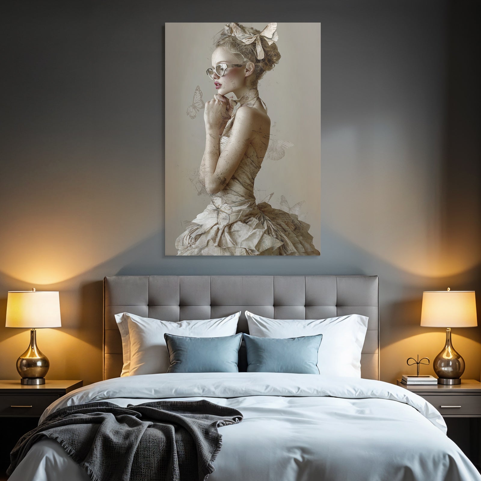 Figuren In Vintage Kleid Mit Schmetterlingen Kunstvolle Aesthetik