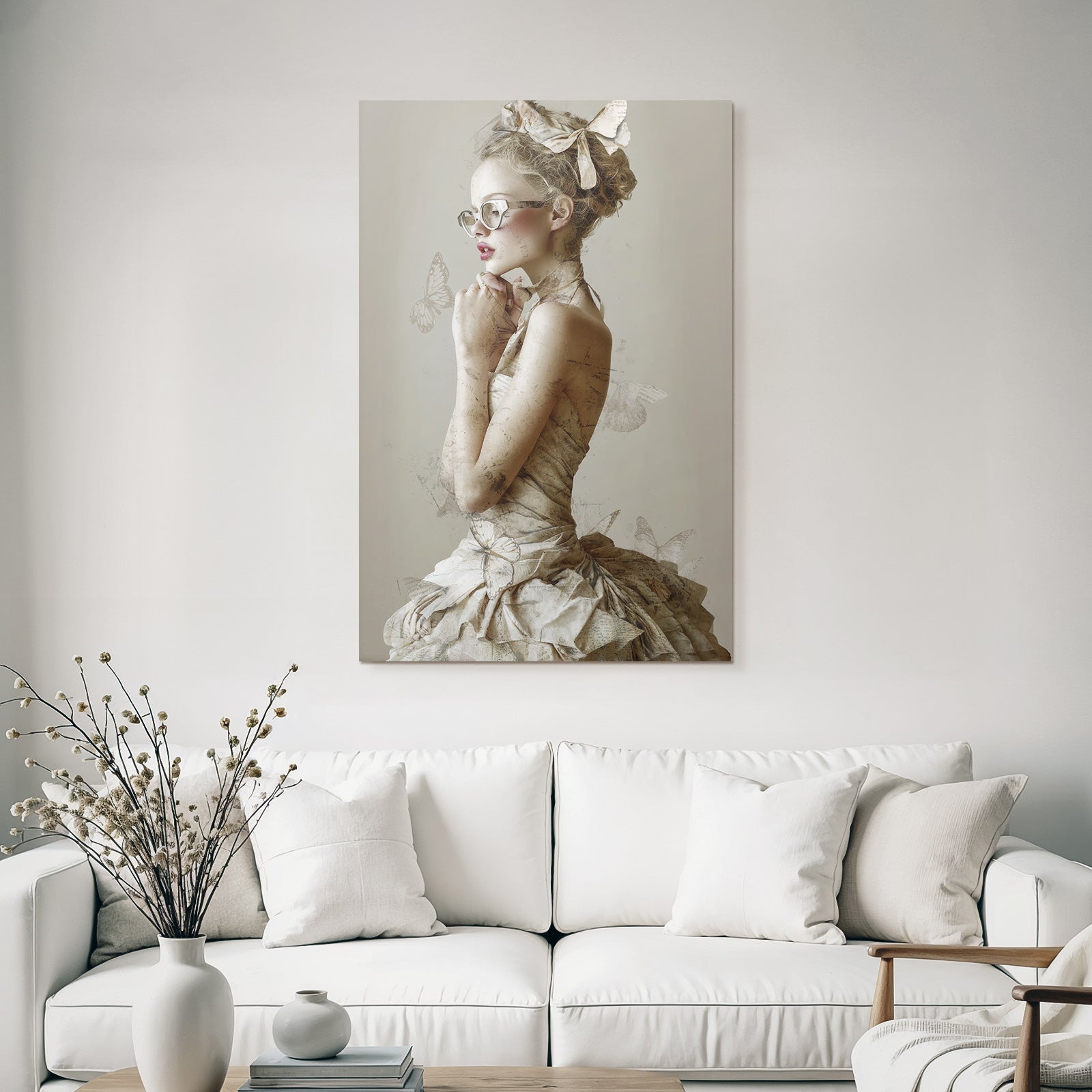 Figuren In Vintage Kleid Mit Schmetterlingen Kunstvolle Aesthetik