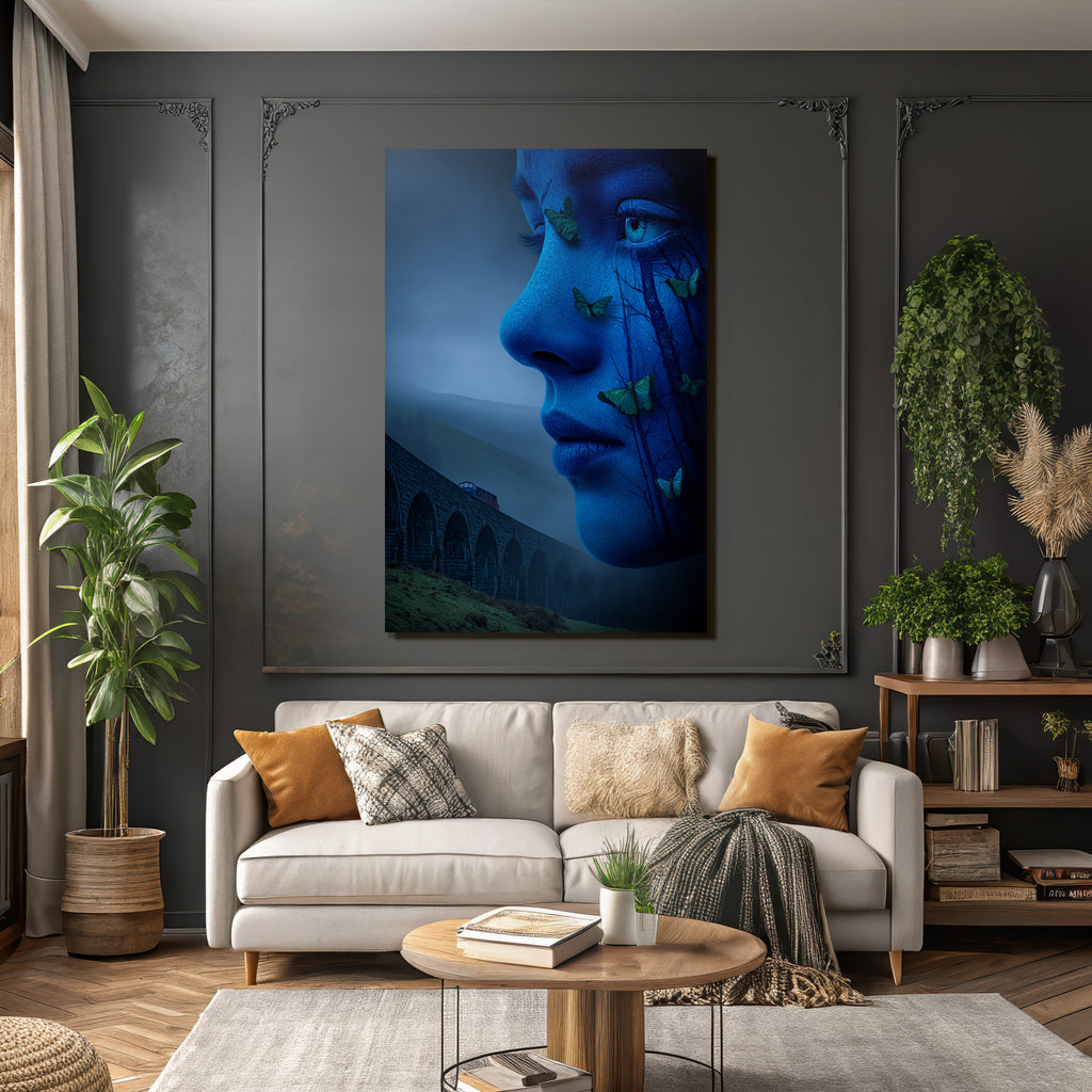 Woman with Blue Face Butterflies Tree Designs Viaduct Transformation